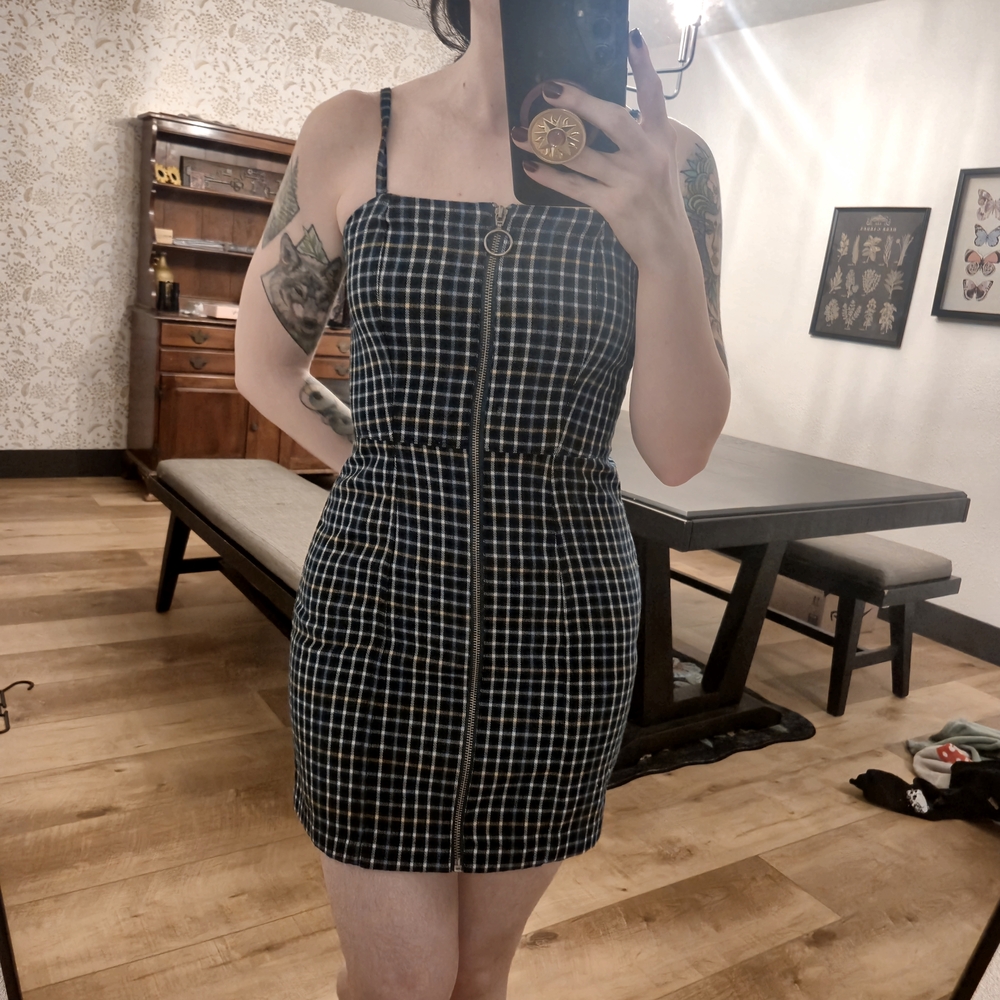 Y2K Aeropostale Blue, White, And Yellow Front Zip Mini Dress